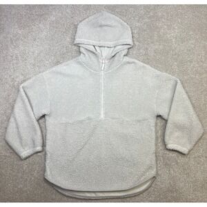 Get After It Sherpa Fleece Quarter Zip Hoodie Light‎ Gray Size L